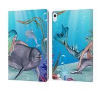 Head Case Designs Officially Licensed Simone Gatterwe Mermaid Tour Dolphins Leather Wallet Case Compatible With Apple iPad Air 13 2024/2025