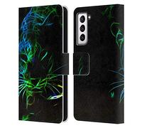 Head Case Designs Officially Licensed Simone Gatterwe Neon Leopard Animals Leather Wallet Case Compatible With Samsung Galaxy S21 5G