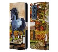 Head Case Designs Officially Licensed Simone Gatterwe On The Lake Horses Leather Wallet Case Compatible With Find X3 Neo / Reno5 Pro+ 5G