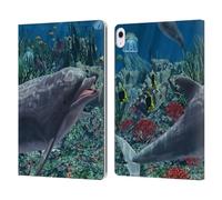 Head Case Designs Officially Licensed Simone Gatterwe Reef Play Dolphins Leather Wallet Case Compatible With Apple iPad Air 13 2024/2025