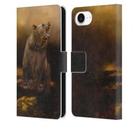 Head Case Designs Officially Licensed Simone Gatterwe Roaring Grizzly Bear Animals Leather Wallet Case Compatible With Apple iPhone 16e