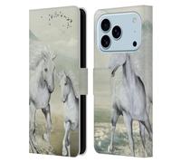 Head Case Designs Officially Licensed Simone Gatterwe White On The Beach Horses Leather Wallet Case Compatible With Apple iPhone 17 Pro