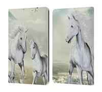 Head Case Designs Officially Licensed Simone Gatterwe White On The Beach Horses Leather Wallet Case Compatible With Kindle Paperwhite 1/2 / 3
