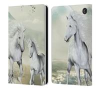 Head Case Designs Officially Licensed Simone Gatterwe White On The Beach Horses Leather Wallet Case Compatible With Amazon Fire 7 2022