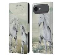 Head Case Designs Officially Licensed Simone Gatterwe White On The Beach Horses Leather Wallet Case Compatible With Apple iPhone 17 Air