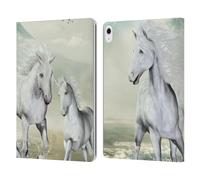 Head Case Designs Officially Licensed Simone Gatterwe White On The Beach Horses Leather Wallet Case Compatible With Apple iPad Air 13 2024/2025