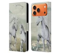 Head Case Designs Officially Licensed Simone Gatterwe White On The Beach Horses Leather Wallet Case Compatible With Apple iPhone 17 Pro Max