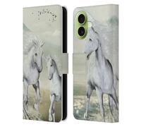 Head Case Designs Officially Licensed Simone Gatterwe White On The Beach Horses Leather Wallet Case Compatible With Apple iPhone 17
