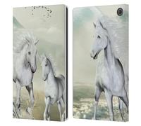 Head Case Designs Officially Licensed Simone Gatterwe White On The Beach Horses Leather Wallet Case Compatible With Amazon Fire Max 11 2023