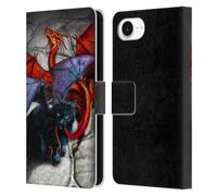 Head Case Designs Officially Licensed Stanley Morrison Bat Winged Black Cat & Dragon Art Leather Wallet Case Compatible With Apple iPhone 16e