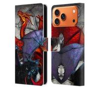 Head Case Designs Officially Licensed Stanley Morrison Bat Winged Cat Vs Red Dragons 3 Leather Wallet Case Compatible With Apple iPhone 17 Pro Max