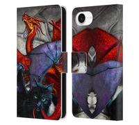 Head Case Designs Officially Licensed Stanley Morrison Bat Winged Cat Vs Red Dragons 3 Leather Wallet Case Compatible With Apple iPhone 16e