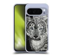 Head Case Designs Officially Licensed Stanley Morrison Blue Eyed Snow Leopard Cat Black And White Gel Case [Military Grade] Compatible with Google Pixel 10 Pro XL and Compatible with MagSafe