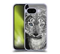 Head Case Designs Officially Licensed Stanley Morrison Blue Eyed Snow Leopard Cat Black And White Gel Case [Military Grade Protection] Compatible With Google Pixel 9A
