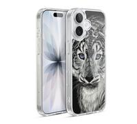 Head Case Designs Officially Licensed Stanley Morrison Blue Eyed Snow Leopard Cat Black And White Gel Case [Military Grade Protection] Compatible with Apple iPhone 17 and Compatible with MagSafe
