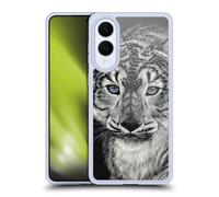 Head Case Designs Officially Licensed Stanley Morrison Blue Eyed Snow Leopard Cat Black And White Gel Case [Military Grade Protection] Compatible With Samsung Galaxy S25 Edge