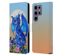 Head Case Designs Officially Licensed Stanley Morrison Blue Sapphire Dragon & Flowers Art Leather Wallet Case Compatible with Samsung Galaxy S25 Ultra
