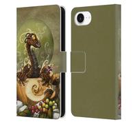 Head Case Designs Officially Licensed Stanley Morrison Brown Coffee Dragon Dragonfly Art Leather Wallet Case Compatible With Apple iPhone 16e