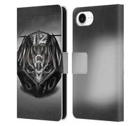 Head Case Designs Officially Licensed Stanley Morrison Dragon Gaming Dice Black And White Leather Wallet Case Compatible With Apple iPhone 16e