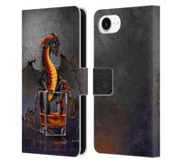 Head Case Designs Officially Licensed Stanley Morrison Dragon In A Rum Glass Art Leather Wallet Case Compatible With Apple iPhone 16e