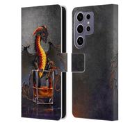 Head Case Designs Officially Licensed Stanley Morrison Dragon in A Rum Glass Art Leather Wallet Case Compatible with Samsung Galaxy S25 Ultra