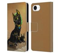 Head Case Designs Officially Licensed Stanley Morrison Egyptian Bastet Cat & Kittens Art Leather Wallet Case Compatible With Apple iPhone 16e