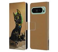 Head Case Designs Officially Licensed Stanley Morrison Egyptian Bastet Cat & Kittens Art Leather Wallet Case Compatible With Google Pixel 9 Pro XL