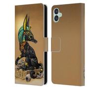 Head Case Designs Officially Licensed Stanley Morrison Egyptian Black Jackal Anu rt Leather Wallet Case Compatible With Samsung Galaxy M04 5G / A04e