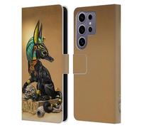 Head Case Designs Officially Licensed Stanley Morrison Egyptian Black Jackal Anu rt Leather Wallet Case Compatible with Samsung Galaxy S25 Ultra