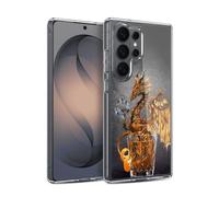 Head Case Designs Officially Licensed Stanley Morrison Gold Steampunk Drink Dragons Gel Case [Military Grade Protection] Compatible with Samsung Galaxy S26 Ultra and Compatible with MagSafe