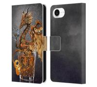Head Case Designs Officially Licensed Stanley Morrison Gold Steampunk Drink Dragons Leather Wallet Case Compatible With Apple iPhone 16e