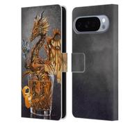 Head Case Designs Officially Licensed Stanley Morrison Gold Steampunk Drink Dragons Leather Wallet Case Compatible With Google Pixel 10 Pro XL