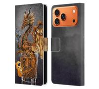 Head Case Designs Officially Licensed Stanley Morrison Gold Steampunk Drink Dragons Leather Wallet Case Compatible With Apple iPhone 17 Pro Max