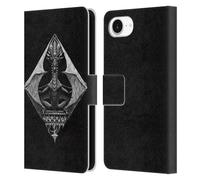 Head Case Designs Officially Licensed Stanley Morrison Gothic Diamond Dragon Black And White Leather Wallet Case Compatible With Apple iPhone 16e