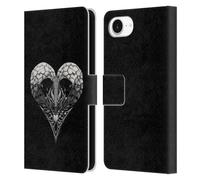 Head Case Designs Officially Licensed Stanley Morrison Gothic Dragon Heart Black And White Leather Wallet Case Compatible With Apple iPhone 16e