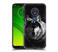 Head Case Designs Officially Licensed Stanley Morrison Gray Wolf With Dragon Marking Black And White Hard Back Case Compatible With Motorola Moto G7 Play