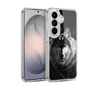Head Case Designs Officially Licensed Stanley Morrison Gray Wolf With Dragon Marking Black And White Gel Case [Military Grade] Compatible with Samsung Galaxy S26 and Compatible with MagSafe