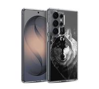 Head Case Designs Officially Licensed Stanley Morrison Gray Wolf With Dragon Marking Black And White Gel Case [Military Grade] Compatible with Samsung Galaxy S26 Ultra and Compatible with MagSafe