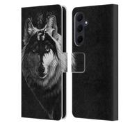Head Case Designs Officially Licensed Stanley Morrison Gray Wolf With Dragon Marking Black And White Leather Wallet Case Compatible With Samsung Galaxy A35 5G