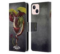 Head Case Designs Officially Licensed Stanley Morrison Red Wine Drink Dragons Leather Wallet Case Compatible With Apple iPhone 13