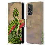 Head Case Designs Officially Licensed Stanley Morrison Watermelon Garden Dragons 3 Leather Wallet Case Compatible With Galaxy A52 / A52s / 5G (2021)