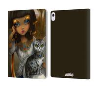 Head Case Designs Officially Licensed Strangeling Egyptian Girl with Cat Art Leather Wallet Case Compatible With Apple iPad Air 13 2024/2025