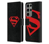 Head Case Designs Officially Licensed Superman DC Comics Black And Red Logos Leather Wallet Case Compatible With Samsung Galaxy S23 Ultra 5G