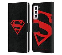 Head Case Designs Officially Licensed Superman DC Comics Black And Red Logos Leather Wallet Case Compatible With Samsung Galaxy S21 5G