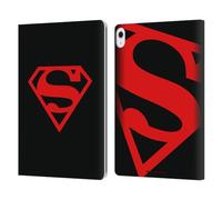 Head Case Designs Officially Licensed Superman DC Comics Black And Red Logos Leather Wallet Case Compatible With Apple iPad Air 13 2024/2025