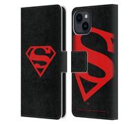 Head Case Designs Officially Licensed Superman DC Comics Black And Red Logos Leather Wallet Case Compatible With Apple iPhone 15