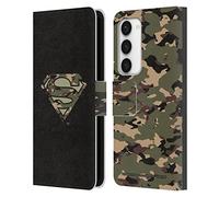 Head Case Designs Officially Licensed Superman DC Comics Camouflage Logos Leather Wallet Case Compatible With Samsung Galaxy S23 5G