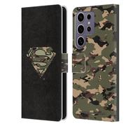 Head Case Designs Officially Licensed Superman DC Comics Camouflage Logos Leather Wallet Case Compatible With Samsung Galaxy S25 Ultra