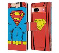 Head Case Designs Officially Licensed Superman DC Comics Classic Costume Logos Leather Wallet Case Compatible With Google Pixel 7a
