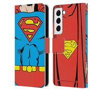 Head Case Designs Officially Licensed Superman DC Comics Classic Costume Logos Leather Wallet Case Compatible With Samsung Galaxy S22 5G